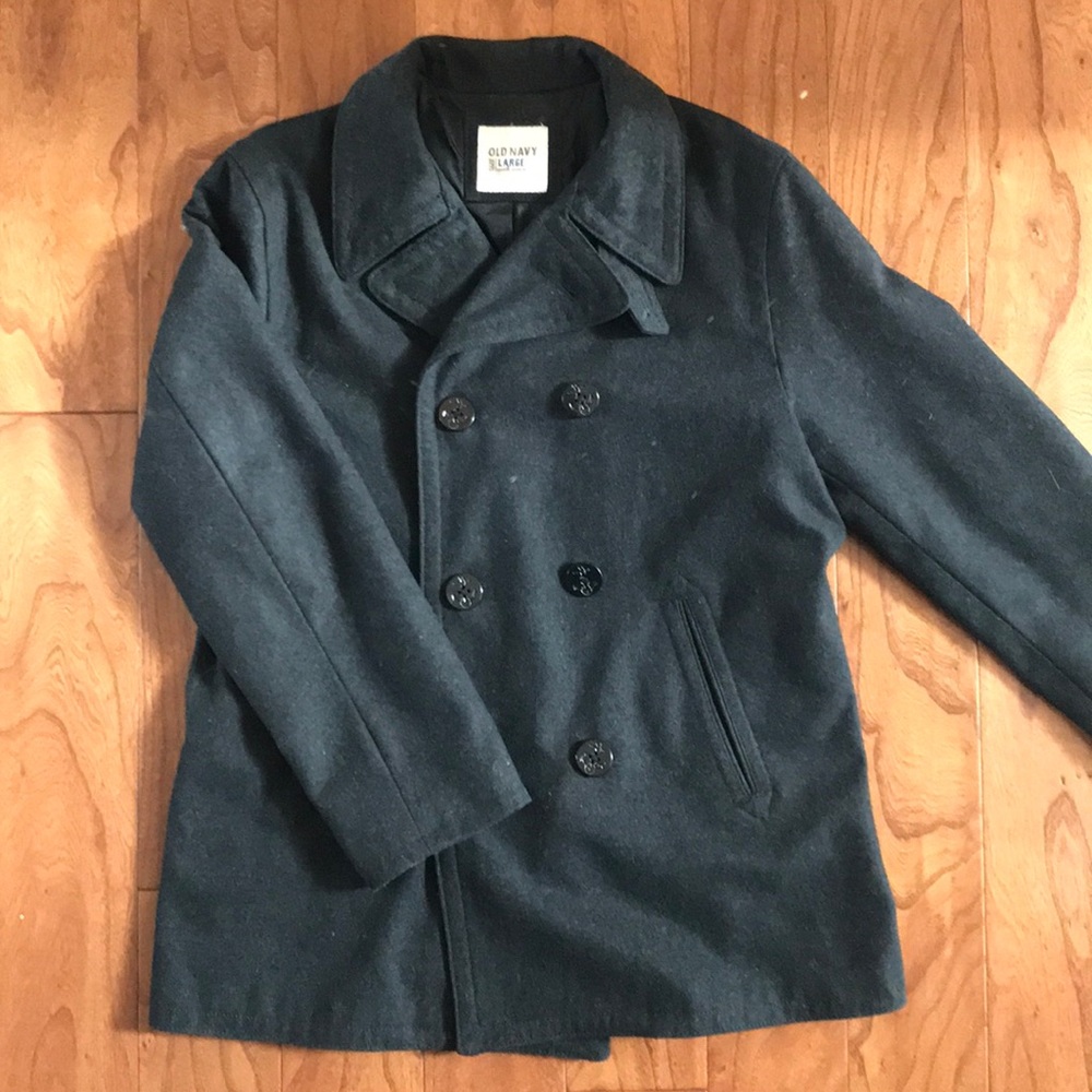 Old Navy Double-Breasted Pea Coat LG Charcoal